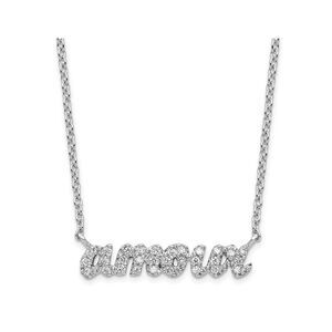Sterling Silver AMOUR Necklace with Chain and Cubic Zirconias (16 i